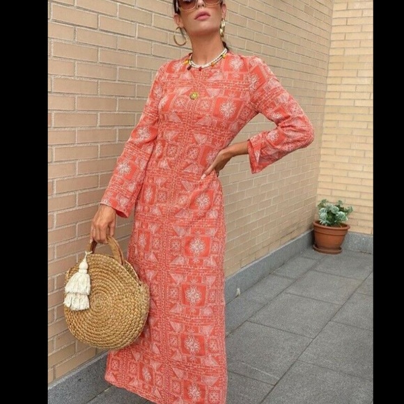 ZARA Long Embroidered Dress S,M - Picture 6 of 16